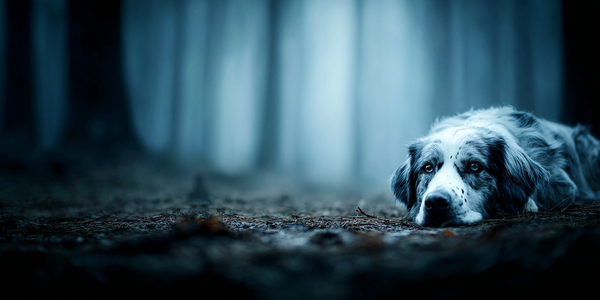 u7679342419 photo of a sad dog abandonned in the woods realis 7c448925 5a26 4ee1 9fa6 70a3bbfc854e 1